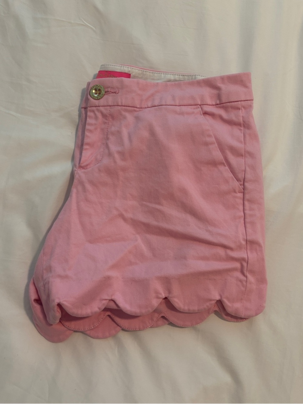 Lilly Pulitzer Pink Scalloped Hem High-Waist Shorts